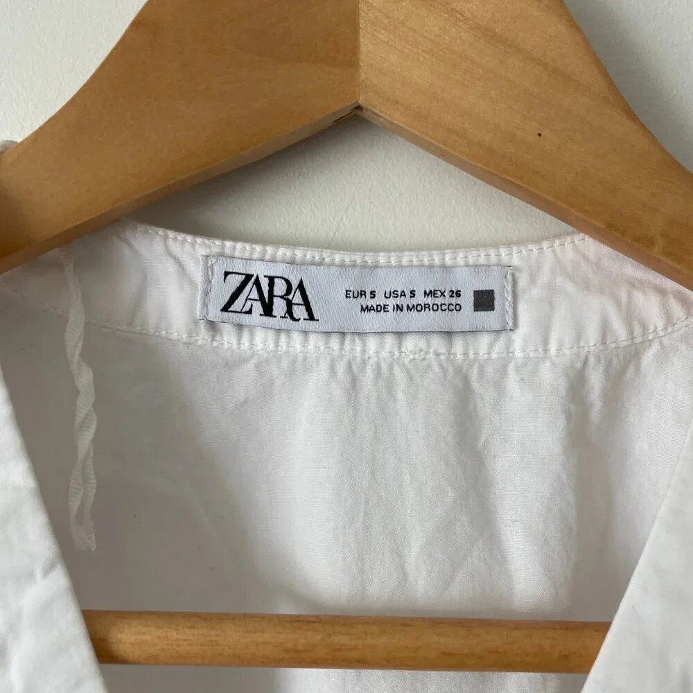 Zara Poplin Button Down Midi Dress White Size Small - Picture 7 of 9